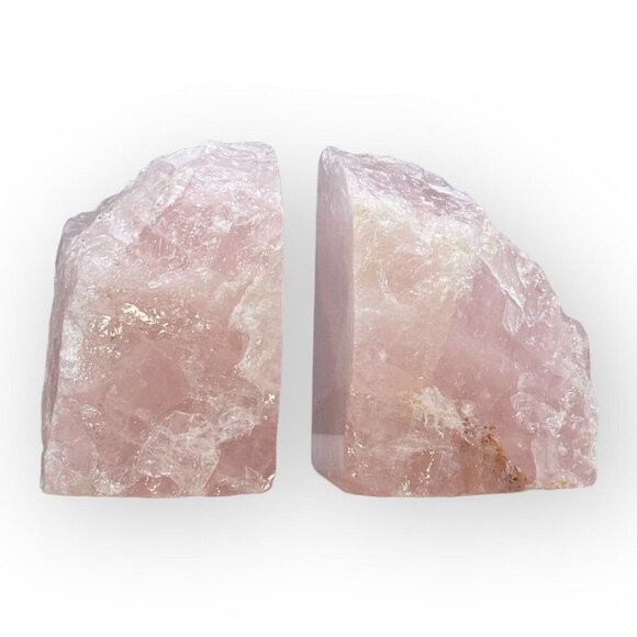 Natural Crystal Bookends Rose Quartz Stone Pink Book Ends Unique Home Decor (BD) - Picture 4 of 10